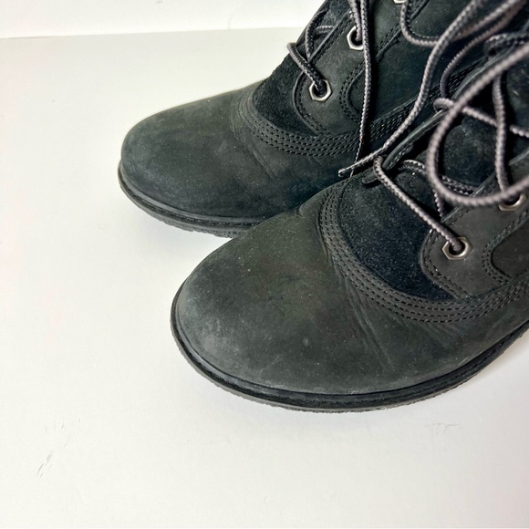 TIMBERLAND Earthkeepers Amston Sherpa Roll Top Black Wedge Boots—SZ. 8 - Picture 4 of 13